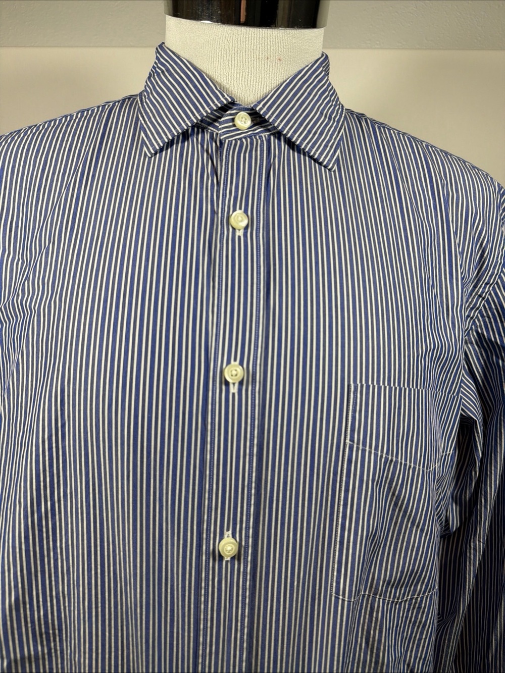 Massimo Dutti Button Up Long Sleeve Designer Striped Colorful  Blue XL